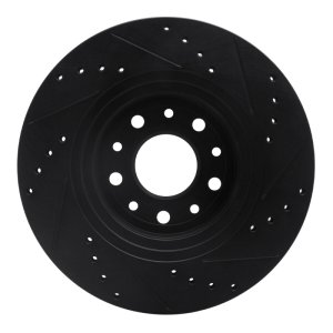 Ford Freestyle Brake Rotor (1) - Front Left - R1 Concepts - Drilled & Slotted - Black - `05-`09